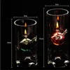 패션 슈퍼 뷰티 창조적 인 투명 유리 실린더 오일 램프 연꽃 잎 특성 촛대 직경 대신 결혼 선물 2806