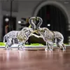 Decorative Figurines H&D Handmade Crystal Thai Elephant Statue With Trunk Up Figurine Home Decor Table Centerpiece Glass Art Animals