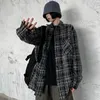 Kvinnor BLOUSES 2022 Kvinnors skjortor Casual Plaid Loose Long Sleeve Bf Ulzzang Single Breasted Korean Style Harajuku Tops With Wide