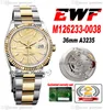 EWF apenas 126233 A3235 AUTOMÁTICO UNISSISEX Relógio Mens Ladies 36 Two Tonete Amarelo Gold Gold Palm Motif Dial