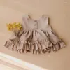 Clothing Sets Girls Clothes Set Summer Baby Sleeveless Cotton Linen O-neck Ruffle Dresses Shorts 2-piece Suits Toddler Casual Outfits