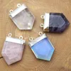 Colares de pendentes PM12272 Furro duplo Amethyst Opal Rose Quartz Cristal Claro Cristal Natural Pedra Pingantal Batizer Pingents Pingents Pingents