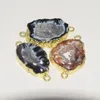 Kolye Kolyeleri Doğal Dilim Geode Druzy Taş Konektörleri Kadın Mücevher Yapımı 2022 Altın Kaplama Gri Delik Onyx Vintage Lehçe Gem