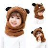 Caps Hats Winter Baby Girls Boys Knitted Hat Plus Fleece Kids Warm Cute Bear Rabbit Caps Thicken EarbudNeck Scarf For Toddler Headdress 220909