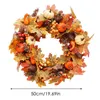 Christmas Decorations 50cm Artificial Autumn Wreath Decoration Maple Pine Cone Pumpkin Door Halloween Thanksgiving Garland Decor 220909