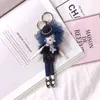 Keychains Fashion Girl Heart Doll Nyckelring Creative Real Mink Fur Keychain Pompom Bag Luxury Car Pendant Bag Pendant T220909