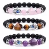 Filo irregolare Gemma naturale Bracciale in pietra Lapislazzuli Turchese Cristallo Perline occhio di tigre Braccialetti elasticizzati Donna Uomo Gioielli Regali