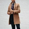 Мужские куртки красивые пальто кардиган против морщин мужчина с твердым цветом бизнеса осень формальная траншея