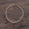 Anklets 1 rad CZ Stone Tennis Cherry Anklet Trendy Jewelry for Women Bling Iced Out Cubic Zirconia Beach Foot Chain Armband