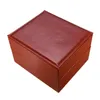箱を見る1グリッドワインレッドPUレザー枕ディスプレイケースジュエリーストレージ16x14x10cm