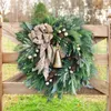 Christmas Decorations Wreath Artificial Rattan Pine Cone Bells Holiday Merry Farmhouse Garland Hanging Ornaments for Front Door 220914