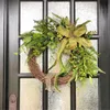 Dekoracje świąteczne 35 cm sztuczne zielone liście wieniec rattan gałęzie girlandy jesienne wiejskie drzwi frontowe dekoracje domowe przyjęcie ślubne 220909