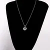 Pendant Necklaces KONGMOON Round Shape White Fire Opal CZ Silver Plated Jewelry For Women Necklace