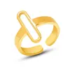Cluster Rings Women Finger Jewelry Stainless Steel Minimalist Hollow Out Ring 18k Gold Plate Geometric Open Adjustable For