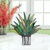 Decorative Flowers Acrylic Mini Artificial Agave Plant Ornament Stained Glass Colorful Fake Tabletop Home Garden Art Decoration
