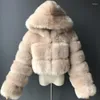 Women's Fur Arrival Women Coat Winter Luxury Faux Clothing Fashion Furry Cropped Jacket Fluffy Hood Overcoat S-8XL
