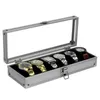 Titta på Boxes Luxury Box Case Aluminium Glass Top Armswatch Organizer Display Jewelry Store Portfölj