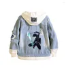 Heren hoodies anime zwaard kunst online jas jas jas mannen vrouwen casual denim codeed losse cartoon cowboy