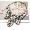 Choker Femmes Vintage Déclaration Collier Blanc Strass Chunky Fleur Colliers Fille De Mode Costume Bijoux Cristal Chaîne Sans Col