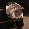 ساعة معصم Relogio Maschulino Carnival Automatic Watch Mens Fashion 3D Tiger Rose Gold Gold Wristwatch Clock Reloj
