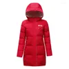 Femmes Trench Coats 2022 Hiver À Capuche Manteau Femmes Épaissir Lettre Coton Rembourré Veste Femme Chaud Long Neige Parkas Casual Lâche Outwear