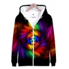 Heren Hoodies Tie Dye Flashbacks 3D Hoodie Print Men/Women Colorfy Zipper pullover Sweatshirts Boys Girls Zip Up