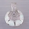 Pendant Necklaces KONGMOON Round Shape White Fire Opal CZ Silver Plated Jewelry For Women Necklace