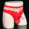 Underpants European And American Men Hollow-out Briefs JJ Cover Gun Separation Design Fashion Sexy Underwear Fashionable