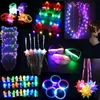 Hair Accessories 66pcs LED Light Glow Party Toy Set Pack Flash Ring Glasses Wand Ear Headband Kids Birthday Gift Christmas Halloween 220909