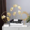 Decorative Figurines Nordic Home Decoration Golden Ornaments Living Room Furnishings Wrought Iron Leaf Desktop Sculpture Wedding