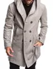 Misturas de lã masculina quente mens trench coat jaqueta outono mens outwear sobretudos casual cor sólida lã trench coat para roupas masculinas casaco longo homens 220909