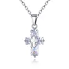 Chaînes Marque Brillant Zircon Cristal Croix Pendentif Dames Collier Bijoux Transparent Cubique Zircone Religieux