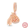 Charm in argento 925 con perline Pandora Charms Bracciale Orecchini a cerchio Orecchini in oro rosa Piuma Fashion charmes ciondoli Gioielli con perline fini fai-da-te