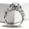 Luxury Skull Engagement Rings For Women Gothic Skeleton Classic Silver Color CZ Crystal Wedding Jewelry Drop Band258V1367728