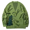 Pulls pour hommes LACIBLE Dinosaur Graffiti Modèle Tricot Cardigan Hommes Femmes Streetwear Harajuku Casual Lâche Tricoté 220909