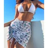 Kadın Mayo 3 parça Yüksek Bel Örgü Mayo Seksi Üçgen Mikro Bikini Set Kelebek Baskı Kadın Dize Katı Halter Mayo