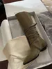 Luxuriöse Marants-Stiefel für Damen, Retro-Mädchen, spitzer Zehenbereich, niedriger Absatz, mittelhoher Stiefel aus Leder, hoch mercerisiertes Rindswildleder, Größe 35–41, mit Box