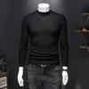 Autumn and winter thickened knitted sweater men's and women's tops half turtleneck jacquard sweaters slim fit warm pullover bottoming shirts