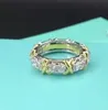Couple Rings 925 sterling silver cross separation Ring Full diamond Tifring designer love for women mens luxury engagement nail wedding