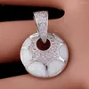 Pendant Necklaces KONGMOON Round Shape White Fire Opal CZ Silver Plated Jewelry For Women Necklace