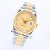 EWF apenas 126233 A3235 AUTOMÁTICO UNISSISEX Relógio Mens Ladies 36 Two Tonete Amarelo Gold Gold Palm Motif Dial