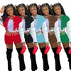 Damen-Trainingsanzüge eingetroffen Frühling Sommer Langarm Blank Patchwork Baseball Letterman Crop Varsity Jacke 2 Zweiteilige Shorts-Set