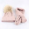 Caps hoeden topi beanie musim dingin rajut benang inti lembut tot annak perempuan anak lakilaki topi pompom bulu rakun asli dan se7808513
