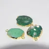 Pendant Necklaces Gold Bezel Natural Stone Irregular Connector Femme 2022 Raw Vintage Green Chrysoprase Charm For Women Jewelry Making