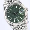 EWF Just 126200 A3235 Automatic Unisex Watch Mens Ladies 36 Fluted Bezel Olive Green Palm Motif Dial JubileeSteel Bracelet Super Edition Same Series Card Puretime 2