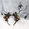 Hair Accessories LED Gothic Black Elk Antler Deer Ear Horn Headband Bat Glow Retro Party Birthday Wedding Festival Halloween Christmas 220909