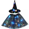 Hair Accessories Children Kids Girl Glow Light Up Witch Hat Spider Web Cobweb Skirt Party LED Suit Princess Costume Wand Festival Halloween 220909