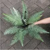 Dekorativa blommor 45 cm 12 blad Tropisk palmträd stora konstgjorda ormbunkar Plastiska Persia Leafs Desktop Bonsai för hemmakontor