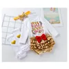 Ensembles de vêtements Lettres pour bébés à manches longues Triangle Romper 0-24M Bébé Filles Couleur Solide Bow-Noeud Short et chaussettes Couverture avec couvre-chef