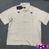 Men's T-Shirts Butterfly Embroidered Pockets Button Blouse Court Style Needles AWGE T Shirt T220909